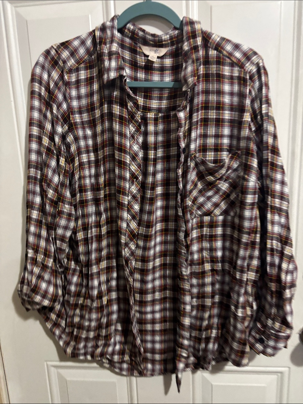 Terra & Sky Brown, White & Yellow Plaid Button-Down Shirt